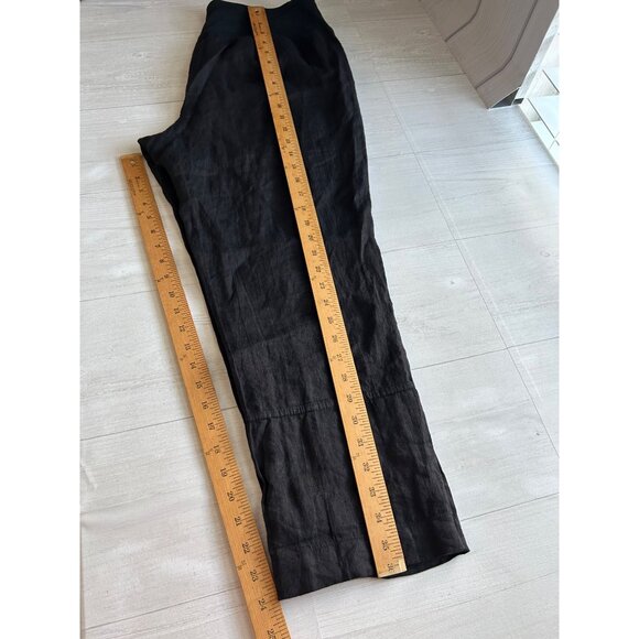 Luna Luz Women's Large Black Linen Blend Wide-Leg Pants With Elastic Waistband - Picture 10 of 13